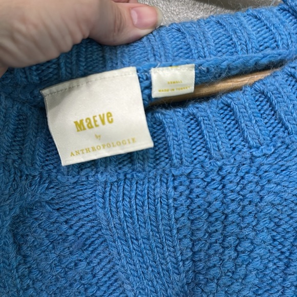 Maeve Anthropologie oversized cable knit cropped sweater Sz XS - Picture 3 of 8